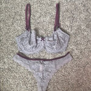 Victoria Secrete Elegant Lace Lingerie Set in Purple